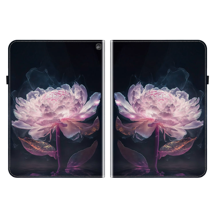 For Amazon Fire HD 10 2019/2017 Crystal Texture Painted Leather Smart Tablet Case(Purple Peony)