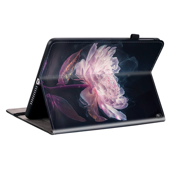 For Amazon Fire HD 10 2019/2017 Crystal Texture Painted Leather Smart Tablet Case(Purple Peony)