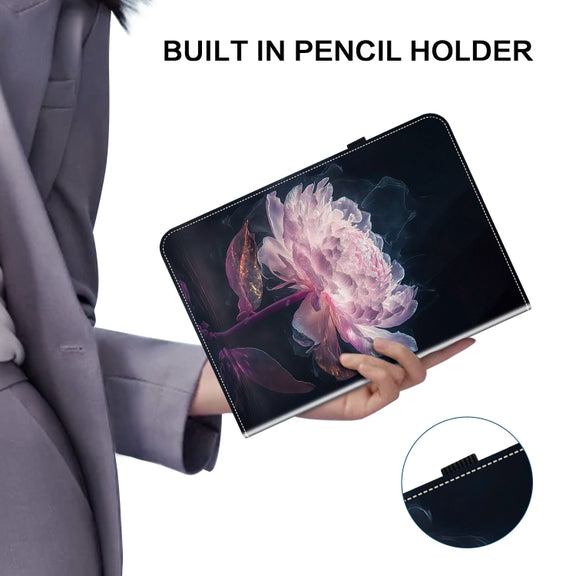 For Amazon Fire HD 10 2019/2017 Crystal Texture Painted Leather Smart Tablet Case(Purple Peony)
