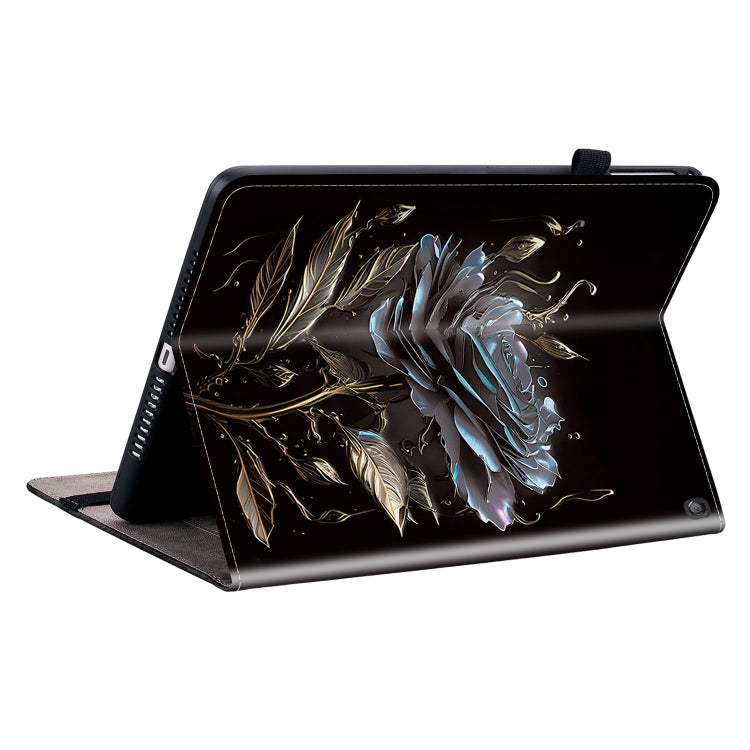 For Amazon Fire HD 10 2019/2017 Crystal Texture Painted Leather Smart Tablet Case(Black Rose)