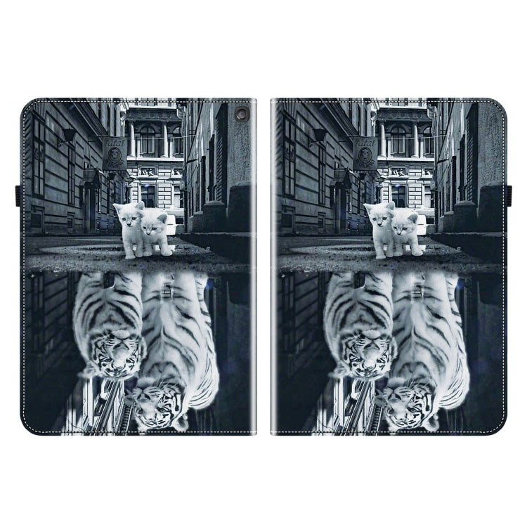 For Amazon Fire HD 10 2019/2017 Crystal Texture Painted Leather Smart Tablet Case(Cat Reflection Tiger)