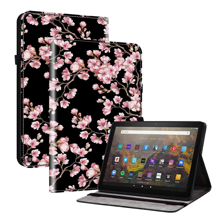 For Amazon Fire HD10 / HD10 Plus 2021 Crystal Texture Painted Leather Smart Tablet Case(Plum Bossom)
