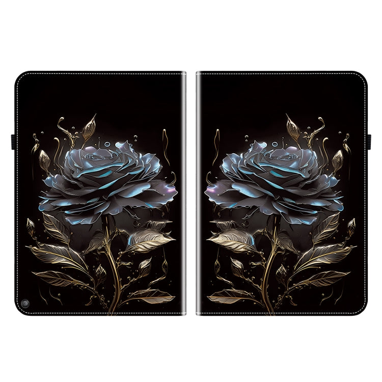 For Amazon Fire HD10 / HD10 Plus 2021 Crystal Texture Painted Leather Smart Tablet Case(Black Rose)