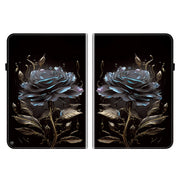 For Amazon Fire HD10 / HD10 Plus 2021 Crystal Texture Painted Leather Smart Tablet Case(Black Rose)