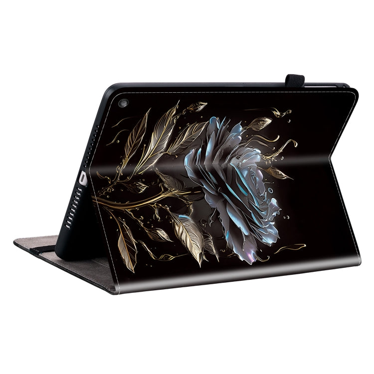 For Amazon Fire HD10 / HD10 Plus 2021 Crystal Texture Painted Leather Smart Tablet Case(Black Rose)