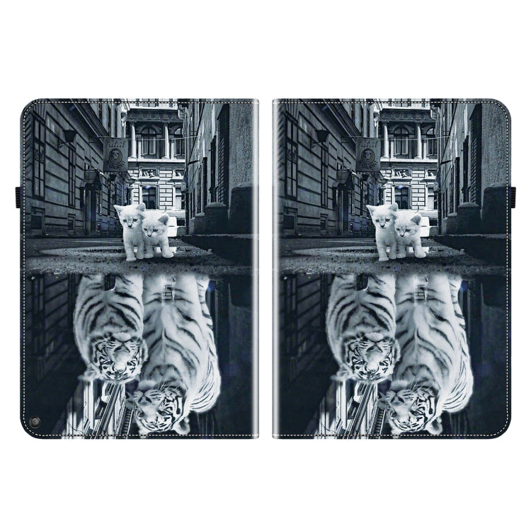For Amazon Fire HD10 / HD10 Plus 2021 Crystal Texture Painted Leather Smart Tablet Case(Cat Reflection Tiger)