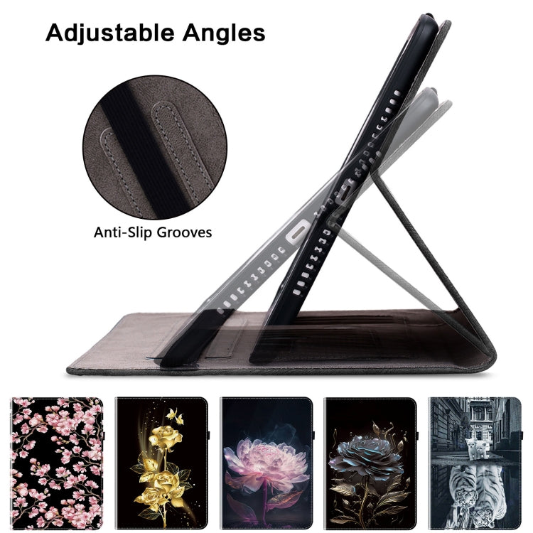 For Amazon Fire HD10 / HD10 Plus 2021 Crystal Texture Painted Leather Smart Tablet Case(Black Rose)