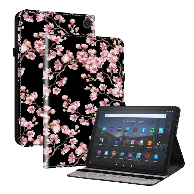 For Amazon Fire Max 11 Crystal Texture Painted Leather Tablet Case(Plum Bossom)