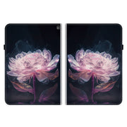 For Amazon Fire HD10 2023 Crystal Texture Painted Leather Tablet Case(Purple Peony)