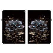 For Amazon Fire HD10 2023 Crystal Texture Painted Leather Tablet Case(Black Rose)