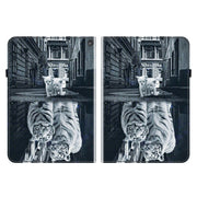 For Amazon Fire HD10 2023 Crystal Texture Painted Leather Tablet Case(Cat Reflection Tiger)