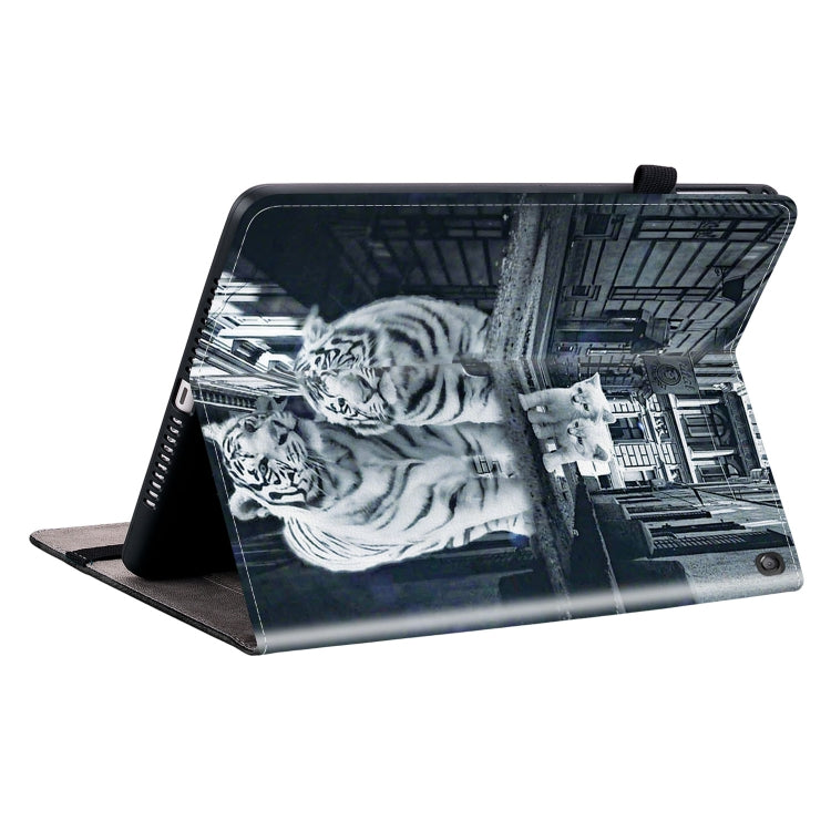 For Amazon Fire HD10 2023 Crystal Texture Painted Leather Tablet Case(Cat Reflection Tiger)