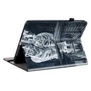 For Amazon Fire HD10 2023 Crystal Texture Painted Leather Tablet Case(Cat Reflection Tiger)