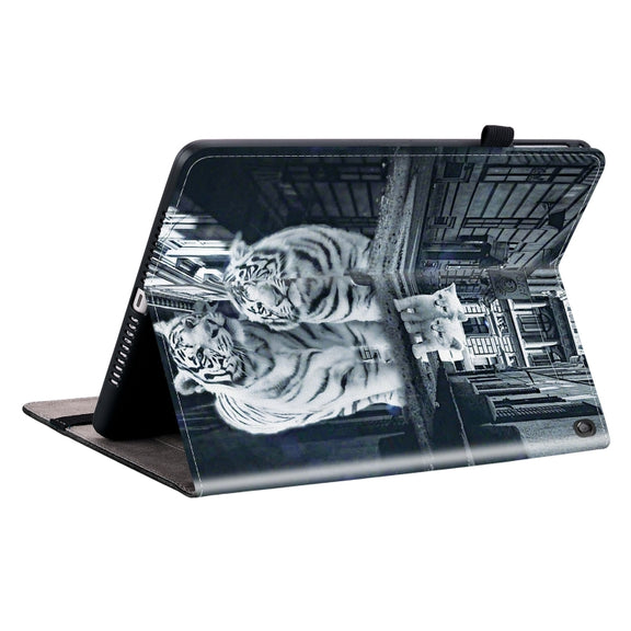 For Amazon Fire HD10 2023 Crystal Texture Painted Leather Tablet Case(Cat Reflection Tiger)