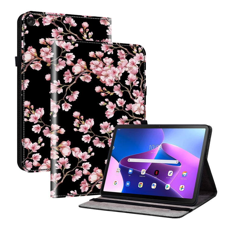 For Lenovo Tab M10 10.1 3rd Gen Crystal Texture Painted Leather Tablet Case(Plum Bossom)
