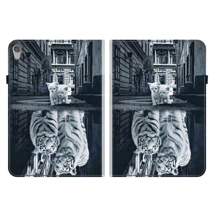 For Lenovo Tab M10 HD Gen2 Crystal Texture Painted Leather Tablet Case(Cat Reflection Tiger)