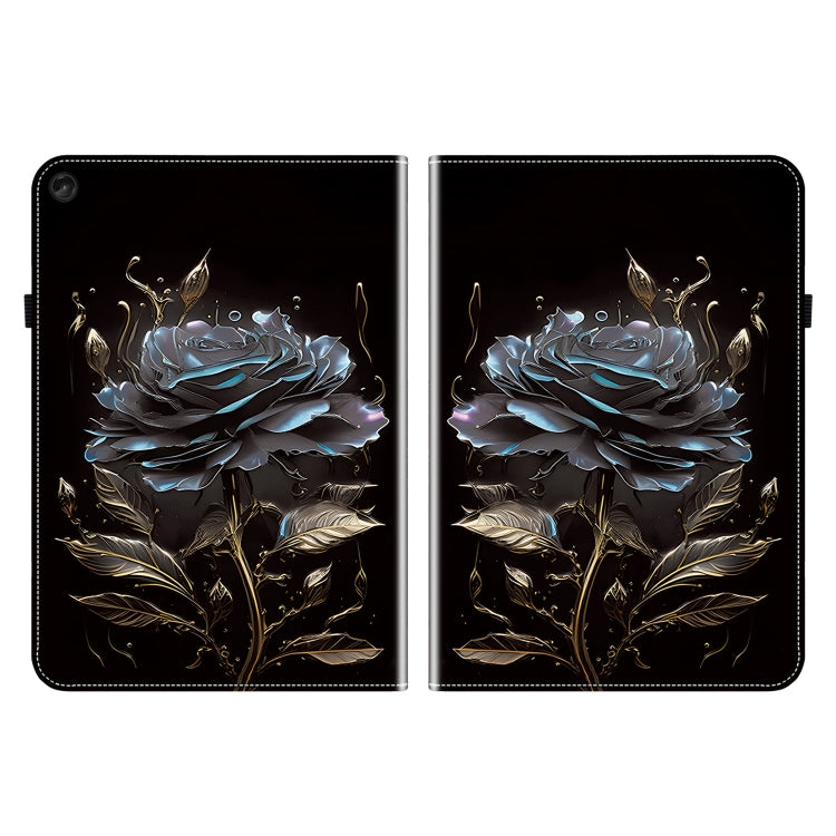 For Lenovo Tab M10 Plus HD 10.6 3rd Gen Crystal Texture Painted Leather Tablet Case(Black Rose)