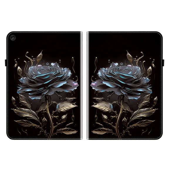 For Lenovo Tab M10 Plus HD 10.6 3rd Gen Crystal Texture Painted Leather Tablet Case(Black Rose)