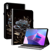 For Lenovo Tab P11 Gen 2 11.5 Crystal Texture Painted Leather Tablet Case(Black Rose)