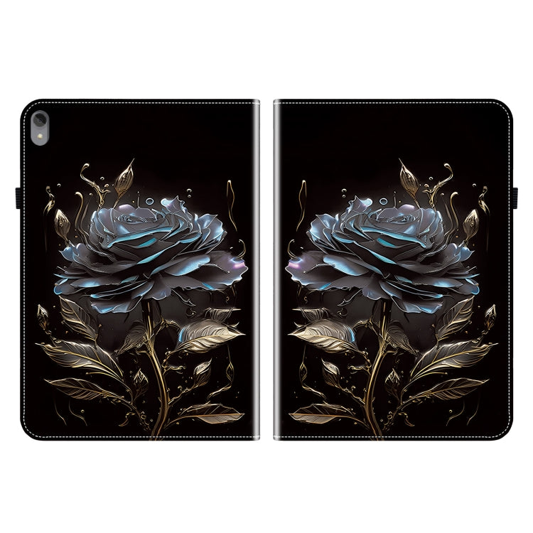 For Lenovo Tab P11 / Xiaoxin Pad Plus Crystal Texture Painted Leather Tablet Case(Black Rose)