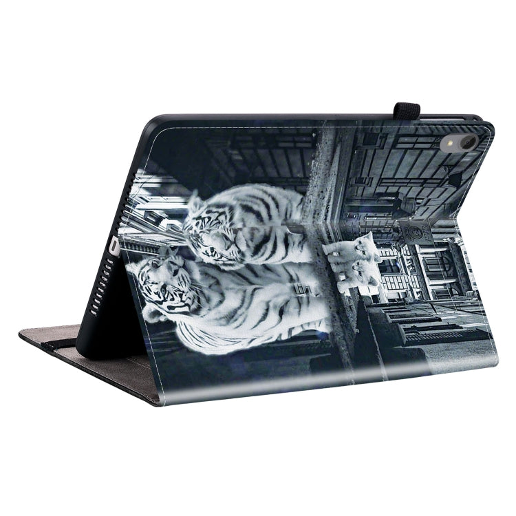 For Lenovo Tab P11 / Xiaoxin Pad Plus Crystal Texture Painted Leather Tablet Case(Cat Reflection Tiger)