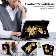 For Lenovo Tab K11 Plus Crystal Texture Painted Leather Tablet Case(Gold Butterfly Rose)