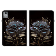 For Lenovo Tab K11 Plus Crystal Texture Painted Leather Tablet Case(Black Rose)