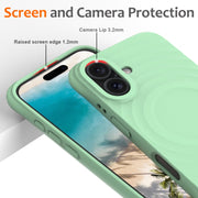 For iPhone 16 Plus Wave Texture MagSafe Magnetic Liquid Silicone Phone Case(Green)
