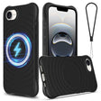 For iPhone 16e Wave Texture MagSafe Magnetic Liquid Silicone Phone Case(Black) - iPhone 16e Cases by PMC TechLife | Online Shopping South Africa | PMC TechLife | Buy Now Pay Later Mobicred