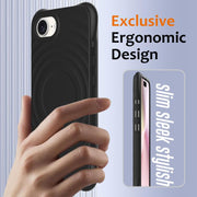 For iPhone 16e Wave Texture MagSafe Magnetic Liquid Silicone Phone Case(Black)