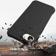 For iPhone 16e Wave Texture MagSafe Magnetic Liquid Silicone Phone Case(Black)