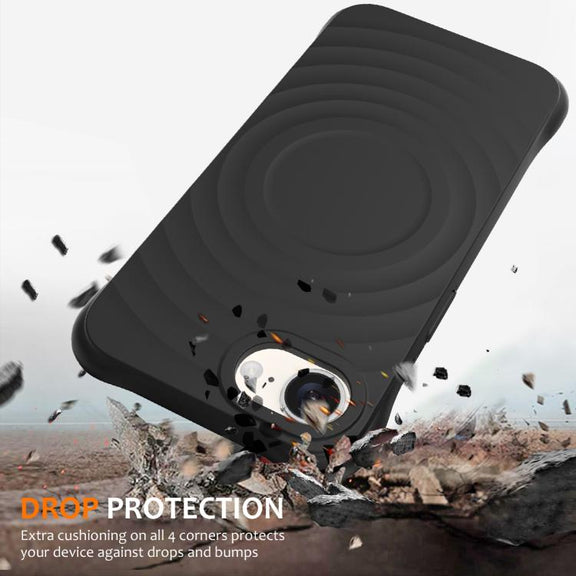 For iPhone 16e Wave Texture MagSafe Magnetic Liquid Silicone Phone Case(Black)