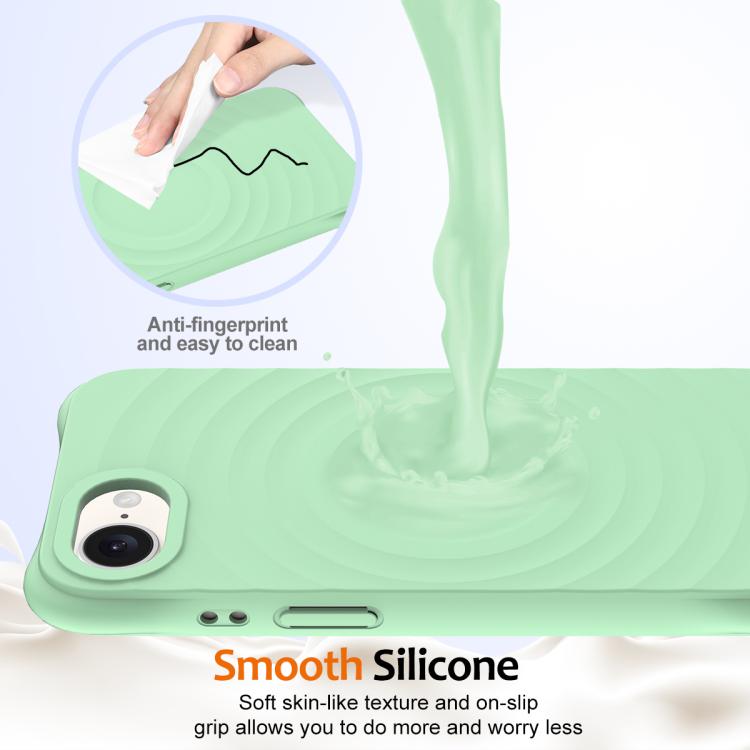 For iPhone 16e Wave Texture MagSafe Magnetic Liquid Silicone Phone Case(Green)