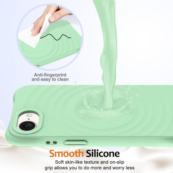 For iPhone 16e Wave Texture MagSafe Magnetic Liquid Silicone Phone Case(Green)