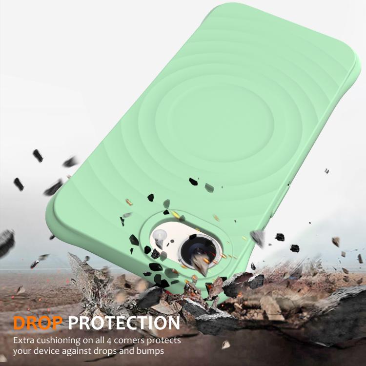 For iPhone 16e Wave Texture MagSafe Magnetic Liquid Silicone Phone Case(Green)