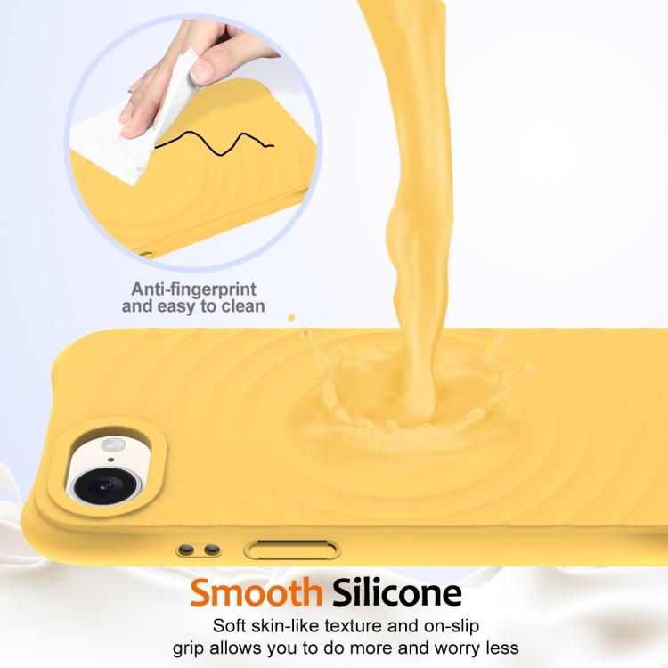 For iPhone 16e Wave Texture MagSafe Magnetic Liquid Silicone Phone Case(Yellow)