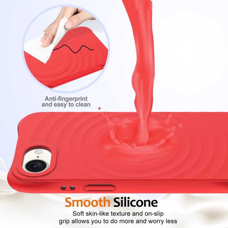 For iPhone 16e Wave Texture MagSafe Magnetic Liquid Silicone Phone Case(Red)