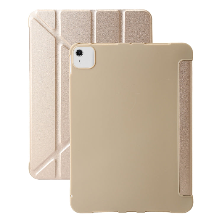For iPad Air 13 2024 TPU Deformation Flip Leather Tablet Case with Holder(Gold)
