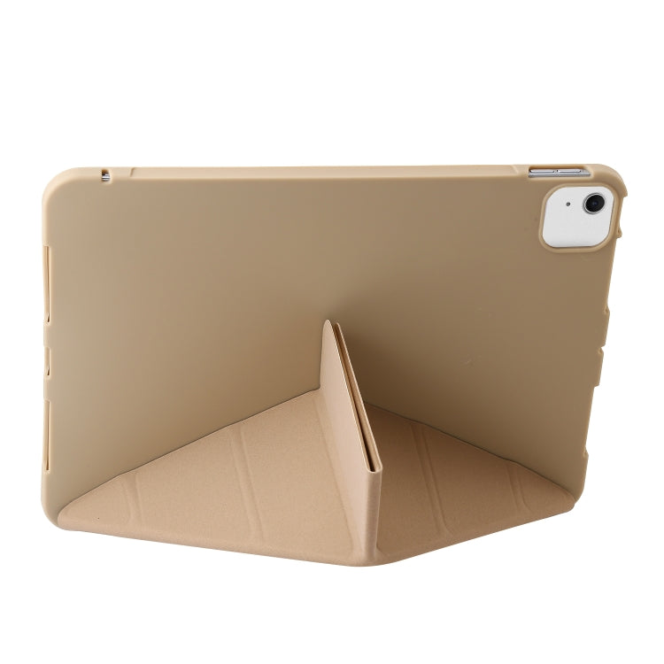 For iPad Air 13 2024 TPU Deformation Flip Leather Tablet Case with Holder(Gold)