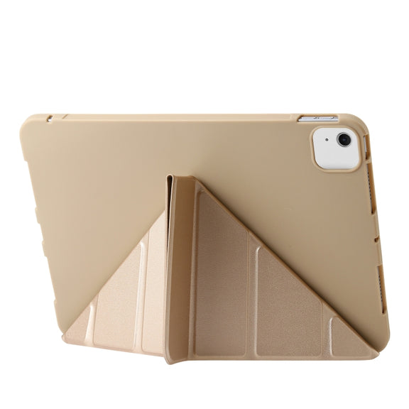For iPad Air 13 2024 TPU Deformation Flip Leather Tablet Case with Holder(Gold)
