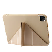 For iPad Pro 11 2024 TPU Deformation Flip Leather Tablet Case with Holder(Gold)