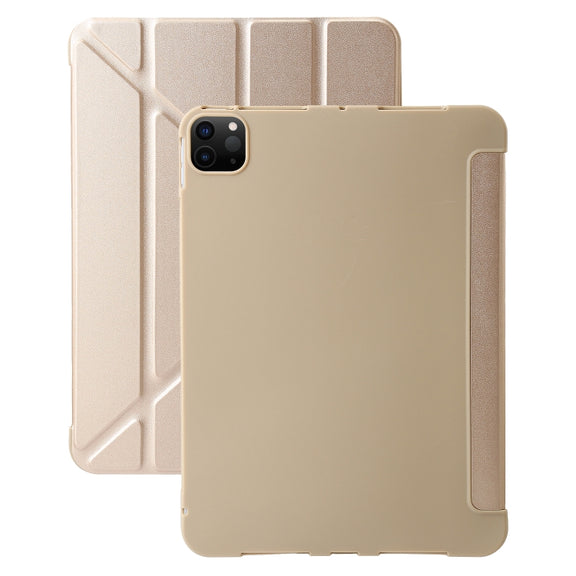 For iPad Pro 11 2024 TPU Deformation Flip Leather Tablet Case with Holder(Gold)