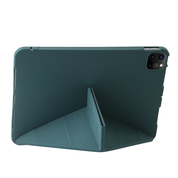 For iPad Pro 11 2024 TPU Deformation Flip Leather Tablet Case with Holder(Dark Green)