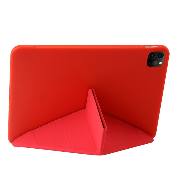 For iPad Pro 11 2024 TPU Deformation Flip Leather Tablet Case with Holder(Red)