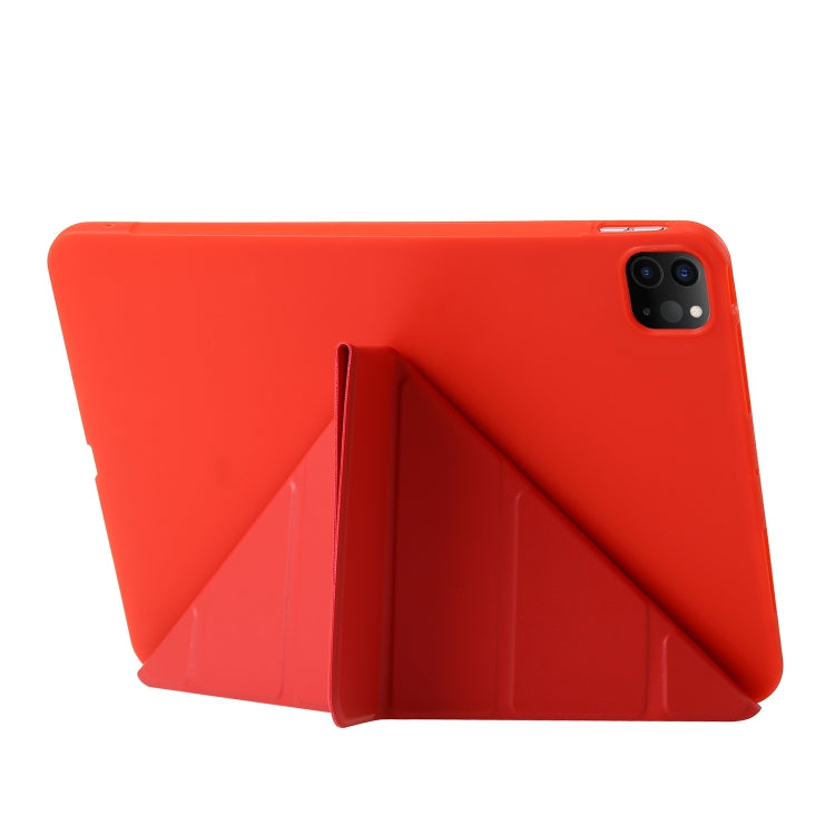 For iPad Pro 11 2024 TPU Deformation Flip Leather Tablet Case with Holder(Red)