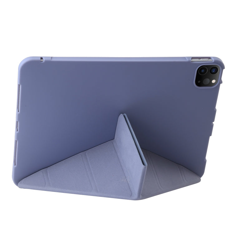 For iPad Pro 11 2024 TPU Deformation Flip Leather Tablet Case with Holder(Purple)