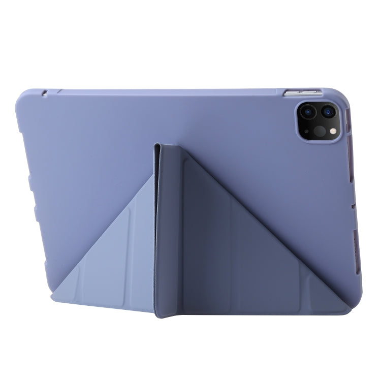 For iPad Pro 11 2024 TPU Deformation Flip Leather Tablet Case with Holder(Purple)