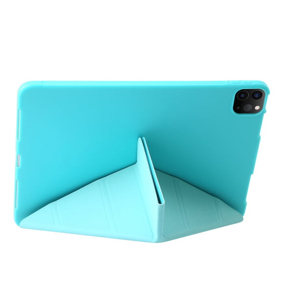 For iPad Pro 11 2024 TPU Deformation Flip Leather Tablet Case with Holder(Mint Blue)