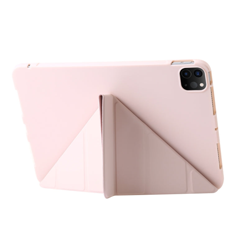 For iPad Pro 11 2024 TPU Deformation Flip Leather Tablet Case with Holder(Light Pink)
