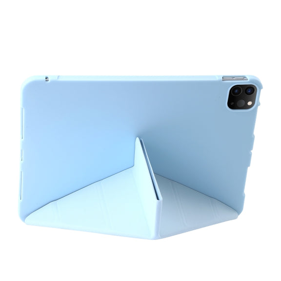 For iPad Pro 11 2024 TPU Deformation Flip Leather Tablet Case with Holder(Sky Blue)